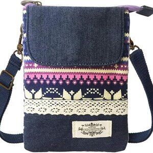 Purple Small Multi-Pocket Crossbody Bag